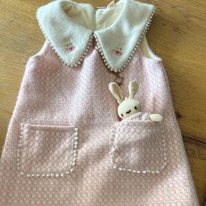 Charming Pink Kids Dress with Bunny Pocket